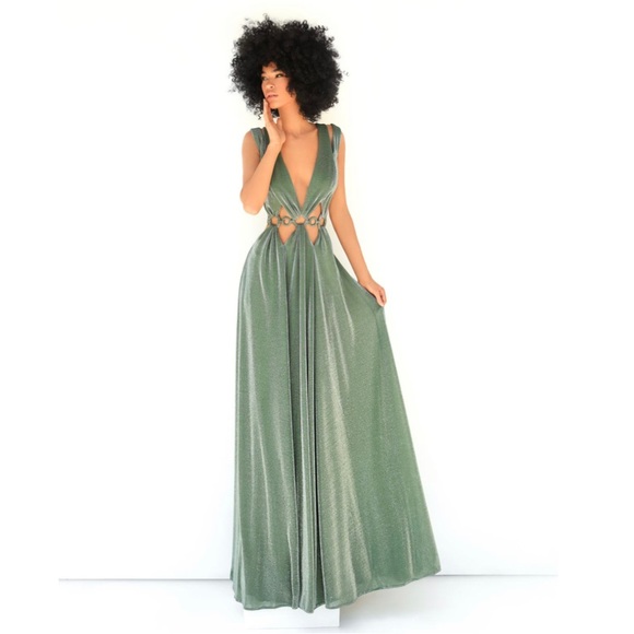 Tarik Ediz Vivid Nilgreen Prom Dress Bridesmaid Party Pagent - Picture 12 of 16